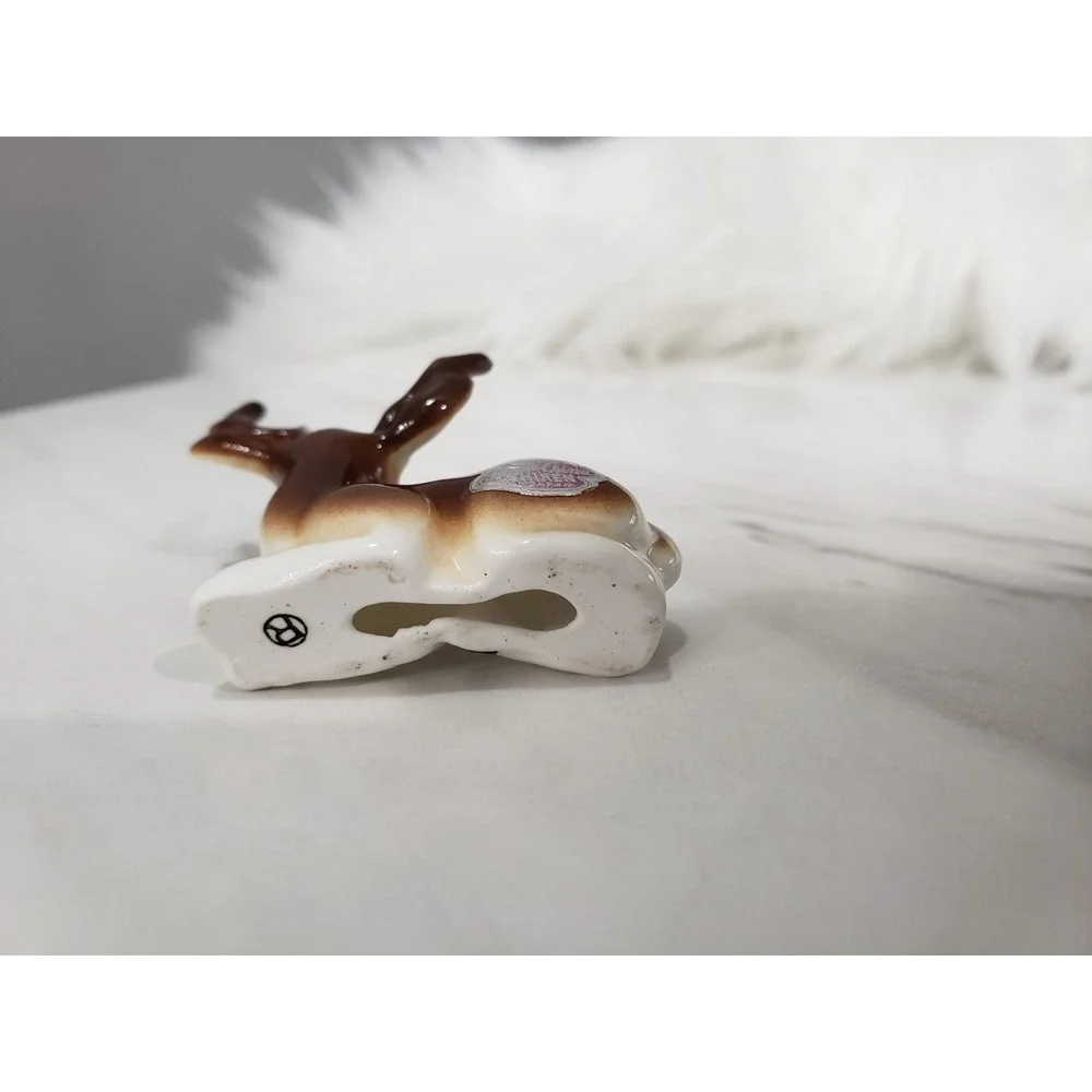 Shiken Miniature Bone China Buck Deer Figurine Vintage Japan Porcelain Stag
